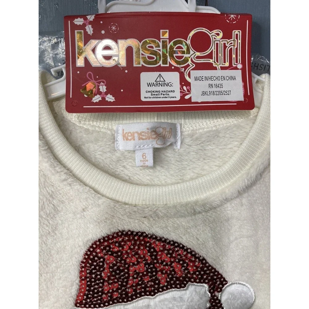 Kensie Girl Sequin Unicorn 3pc Christmas Pajama Set Long‎ Sleeve Fleece Size 4